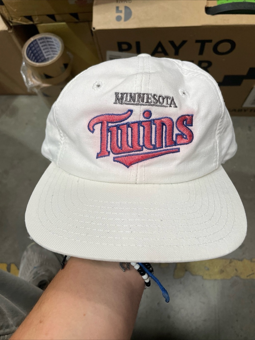 Vintage 90s Minnesota Twins White SnapBack Cap Hat
